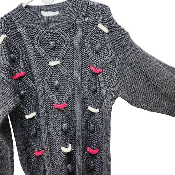 CSL Women's Christmas Sweater Hand Knit Embroidered Cherry Stix Size M black - Picture 7 of 9